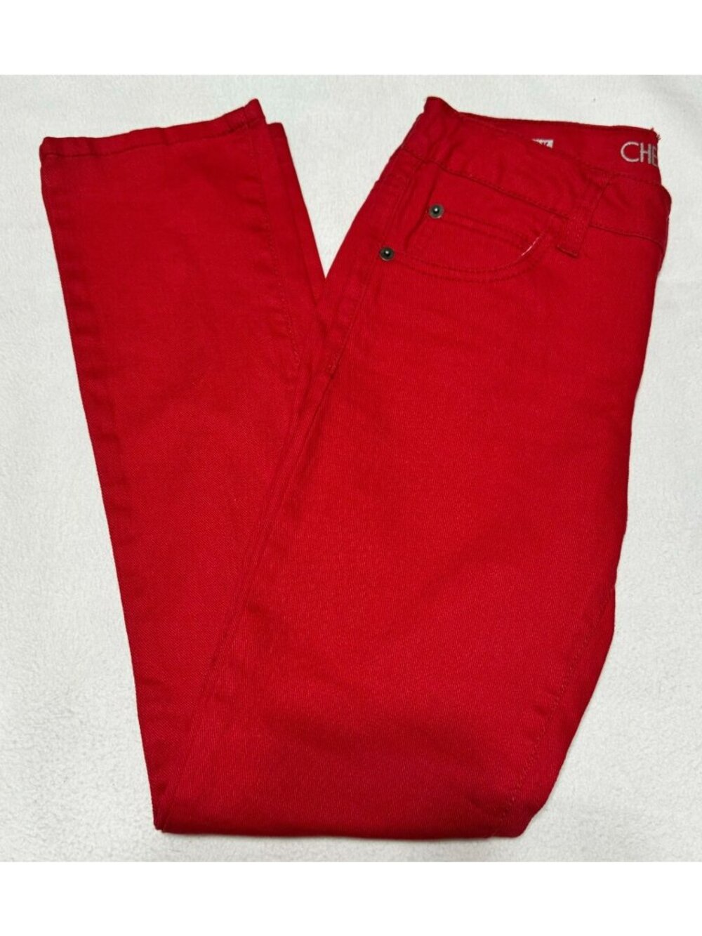 New Girls Cherokee Skinny Red Denim Jeans Size 14 Adjustable Waist